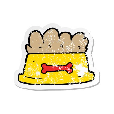 bir çizgi film kase köpek maması sıkıntılı etiket