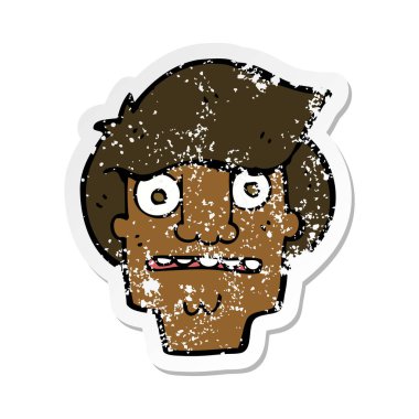 yüz bir karikatür Retro sıkıntılı sticker şok