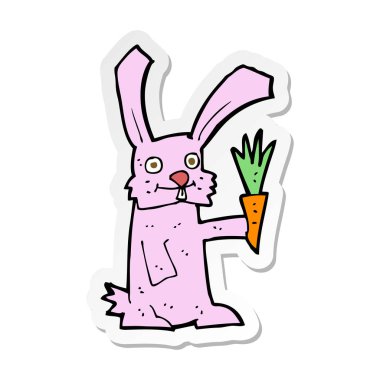 etiket bir karikatür tavşan havuç ile