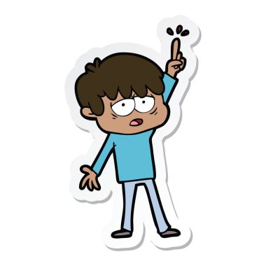 bir çizgi film yorgun çocuk etiket