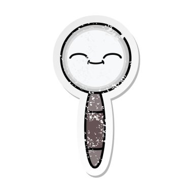 sevimli çizgi Büyüteç sıkıntılı etiket