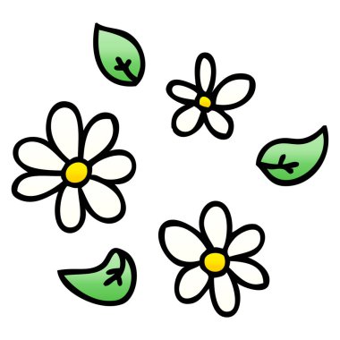 ilginç degrade gölgeli karikatür çiçekler