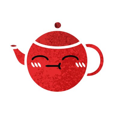 Retro illüstrasyon tarzı çizgi film çaydanlık