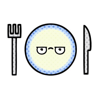 çizgi roman tarzı çizgi film yemek tabağı