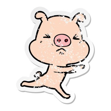 domuz çalışan bir karikatür sıkıntılı etiket rahatsız