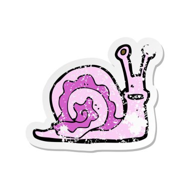 bir çizgi film salyangoz Retro sıkıntılı etiket