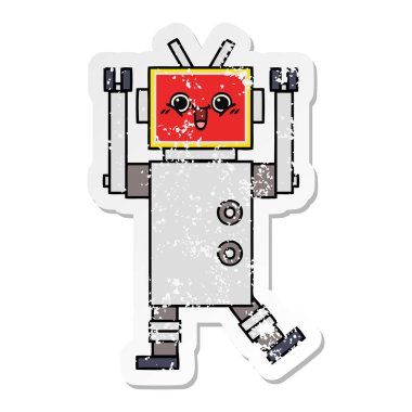 sevimli çizgi mutlu robot sıkıntılı etiket