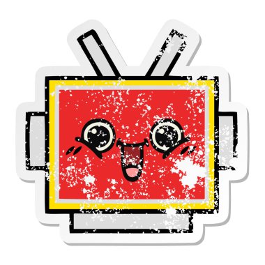 sevimli çizgi robot baş sıkıntılı etiket