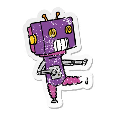 bir çizgi film robot sıkıntılı etiket