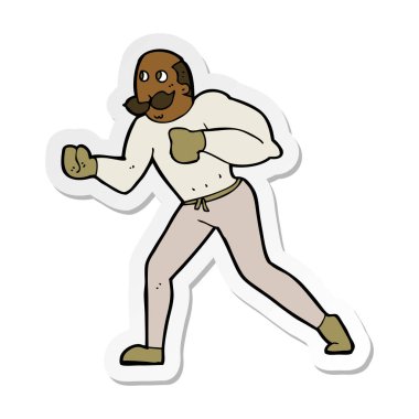 bir çizgi film retro boksör adamın etiket