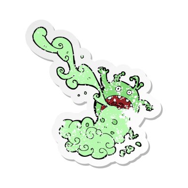 bir çizgi film iğrenç canavar Retro sıkıntılı etiket