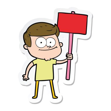 etiket karikatür mutlu bir adamın afişini ile