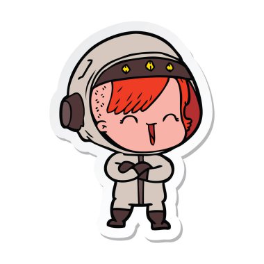 bir çizgi film gülen astronot kız etiketi 