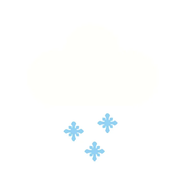 Nube de nieve de dibujos animados retro de color plano — Vector de stock