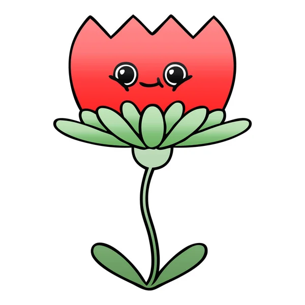 Gradiente sombreado flor de dibujos animados — Vector de stock