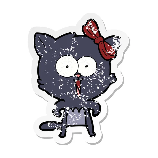 Distressed sticker of a cartoon cat — Stock Vector
