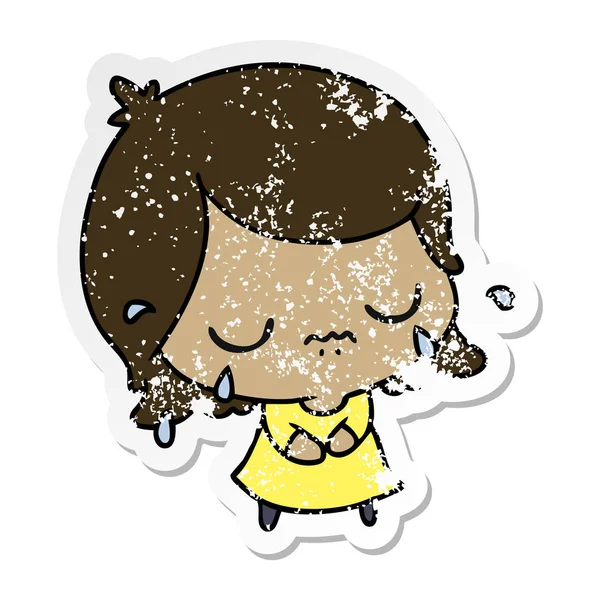 Distressed sticker cartoon of cute kawaii girl — Stock Vector