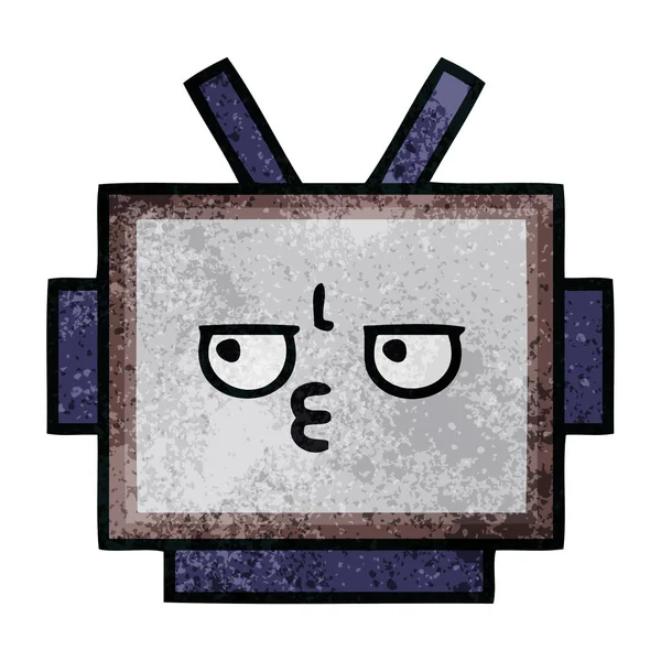 Retro grunge texture cartoon robot head — стоковый вектор