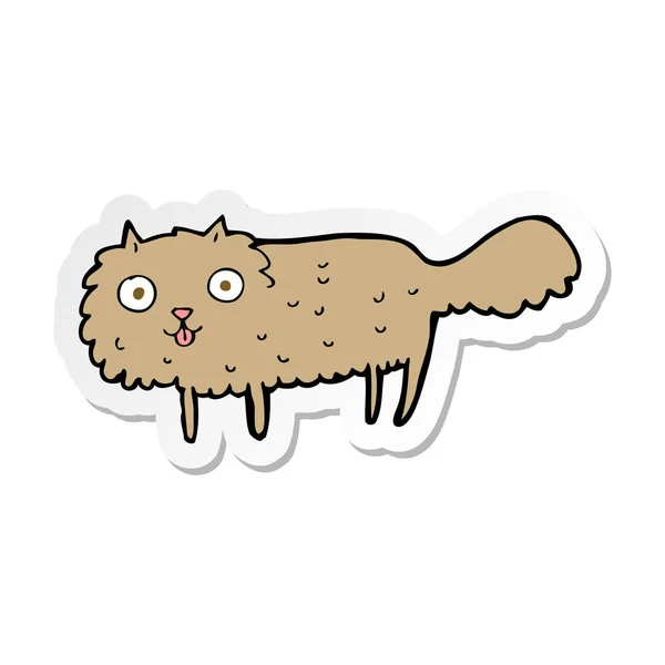 Pegatina Gato Peludo Dibujos Animados — Vector de stock