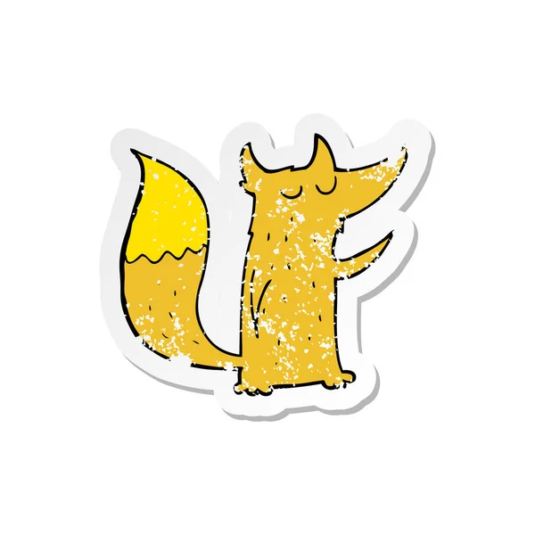 Retro noodlijdende sticker van een leuke cartoon fox — Stockvector