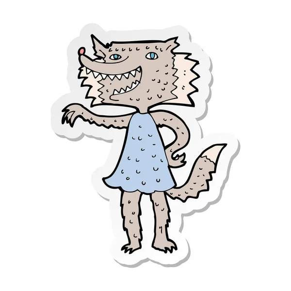Sticker van een cartoon wolf meisje — Stockvector
