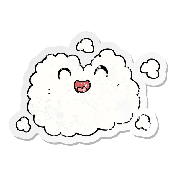 Distressed Sticker Cartoon Happy Smoke Cloud — Stock Vector