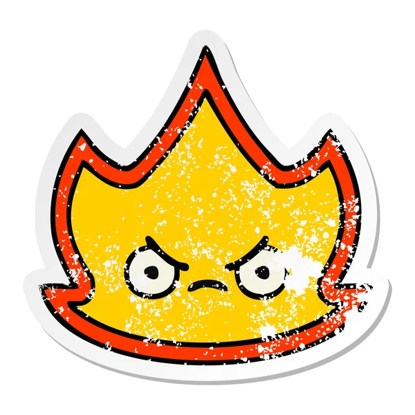 Distressed sticker of a cute cartoon fire flame — Stock Vector