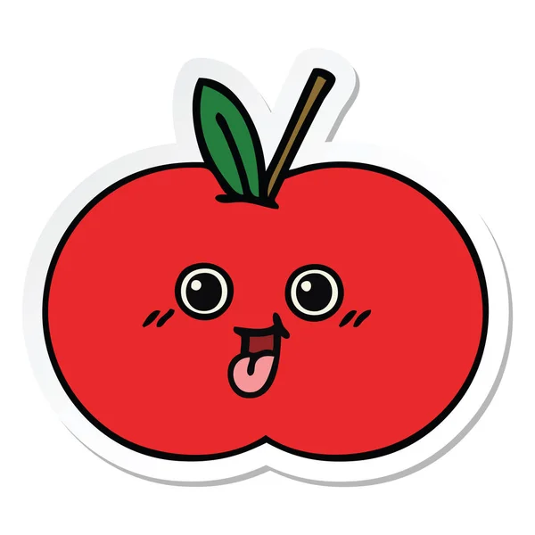 Sticker Cute Cartoon Red Apple — Stock Vector