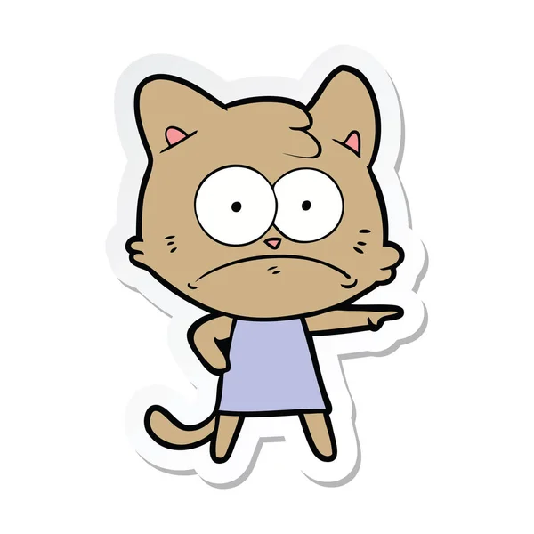 Pegatina Gato Nervioso Dibujos Animados — Vector de stock