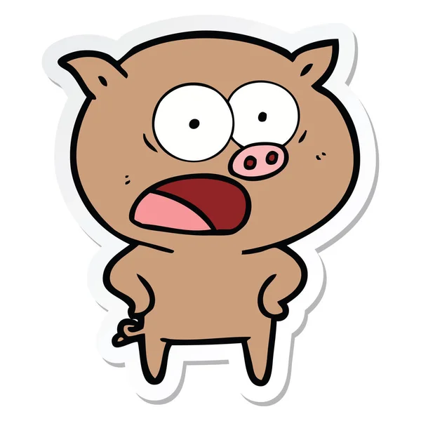 Pegatina de un cerdo de dibujos animados gritando — Vector de stock