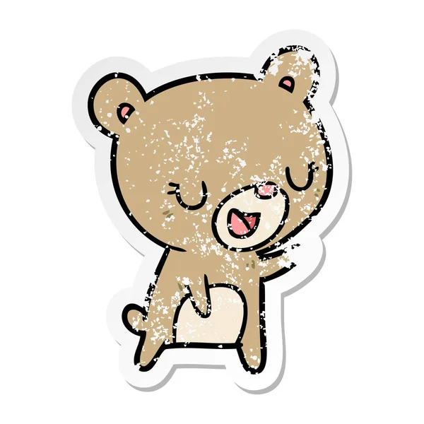 Distressed Sticker Cartoon Bear — Stock Vector