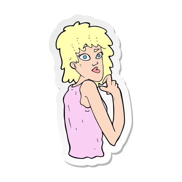 Sticker van een cartoon verrast vrouw — Stockvector