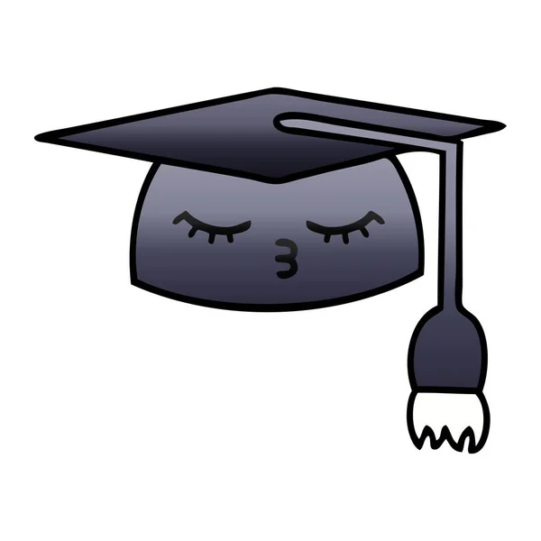 Gradiente sombreado chapéu de graduação dos desenhos animados — Vetor de Stock
