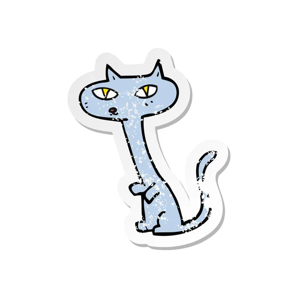 Autocollant en détresse rétro d'un chat de bande dessinée — Image vectorielle