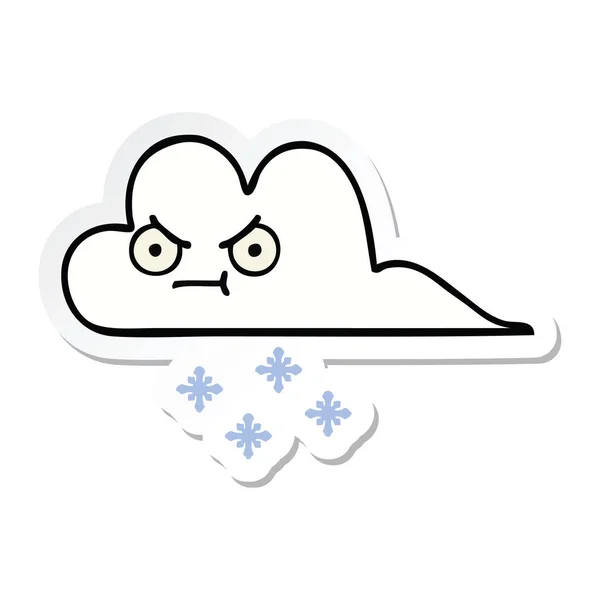 一个可爱的卡通雪云贴纸 — 图库矢量图片