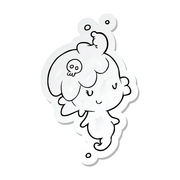 Sticker of a cartoon ghost — Stock Vector