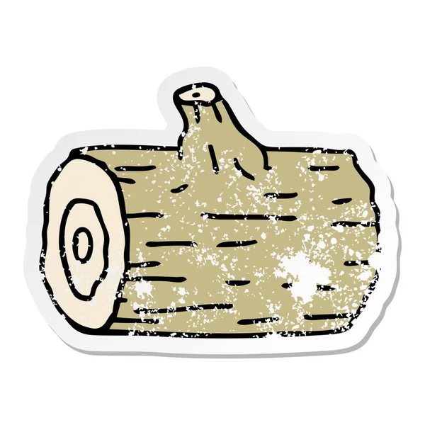 Aufkleber eines skurrilen handgezeichneten Cartoon-Holzbalkens — Stockvektor