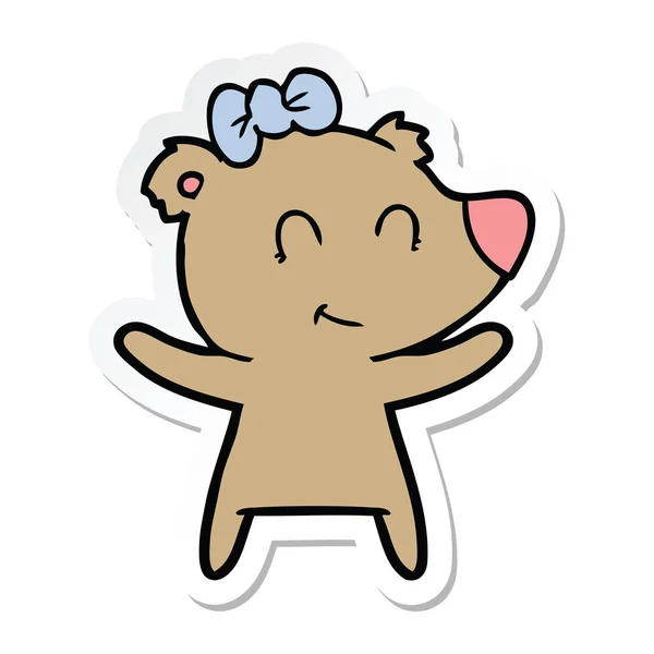 Sticker Van Een Vrouwelijke Bear Cartoon — Stockvector