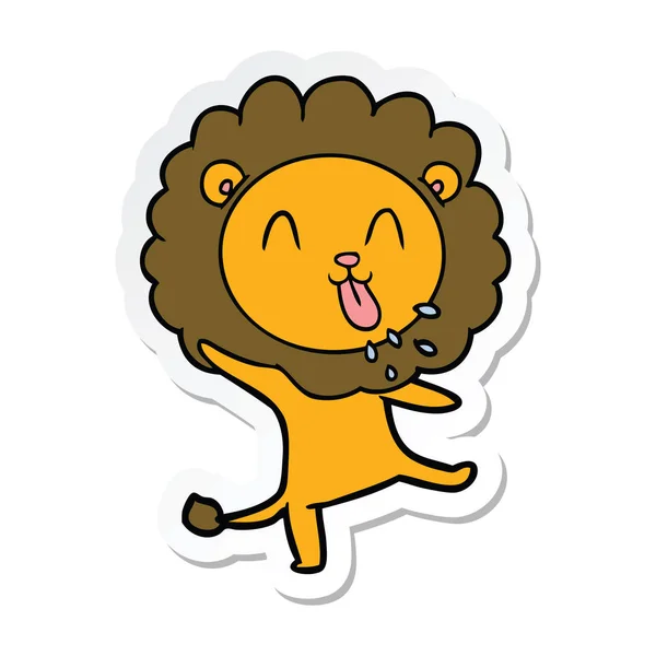 Sticker Happy Cartoon Lion — Stock Vector