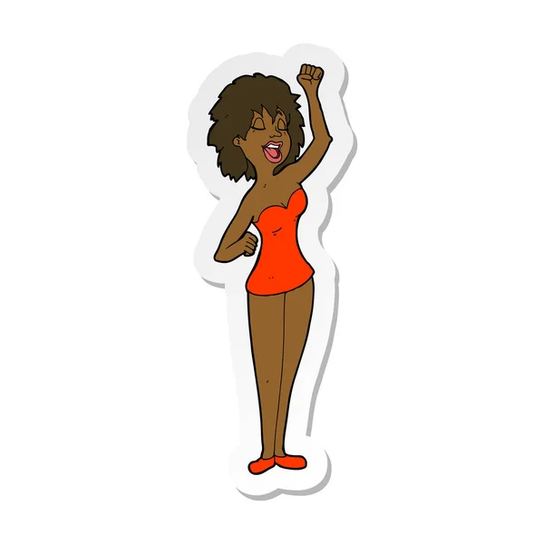 Aufkleber einer Cartoon tanzenden Frau — Stockvektor