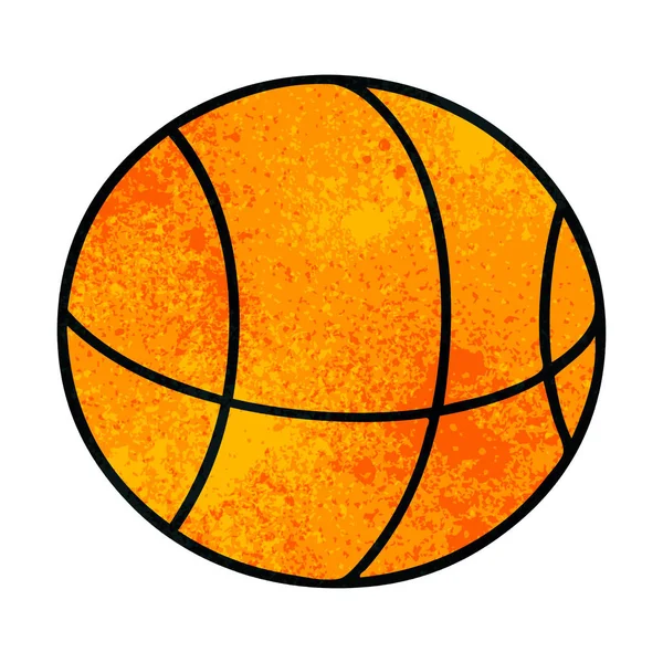 Rétro Grunge Texture Dessin Animé Une Balle Basket — Image vectorielle