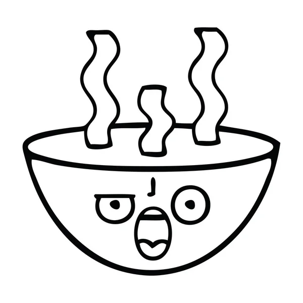 Dessin au trait bol de dessin animé de soupe chaude — Image vectorielle