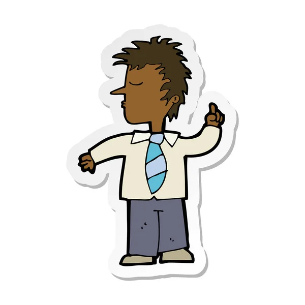 Sticker of a cartoon man making his point — Stock Vector