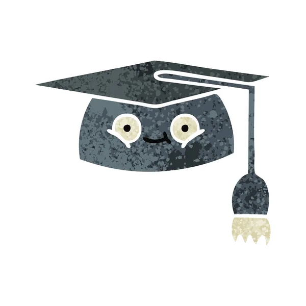 Retro illustration style cartoon graduation hat — Stock Vector