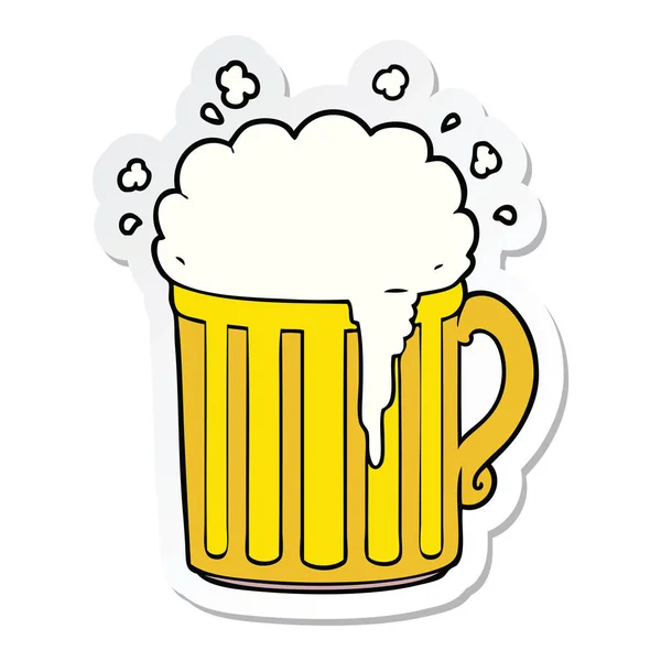 Pegatina de una taza de dibujos animados de cerveza — Vector de stock