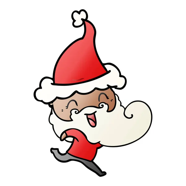 Happy bearded man wearing santa hat — Stock Vector