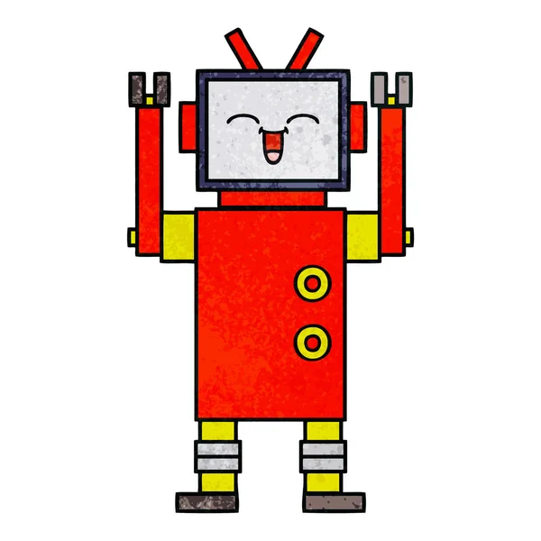 Retro grunge textúra rajzfilm robot — Stock Vector