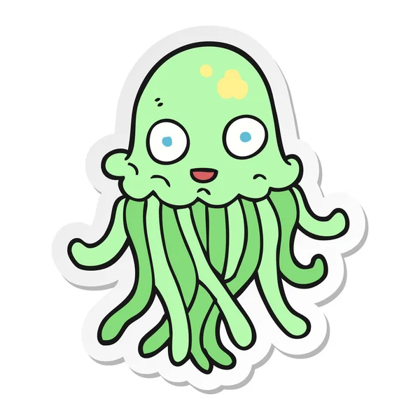 Sticker of a cartoon octopus — Stock Vector