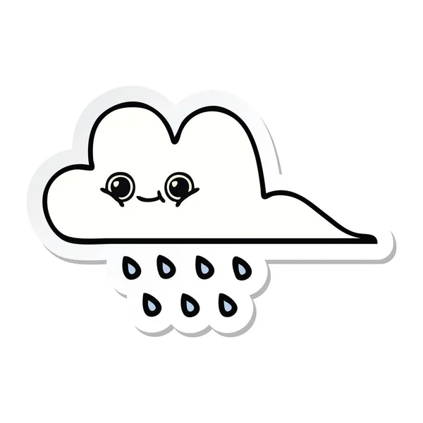 Etiqueta de um bonito cartoon chuva nuvem — Vetor de Stock