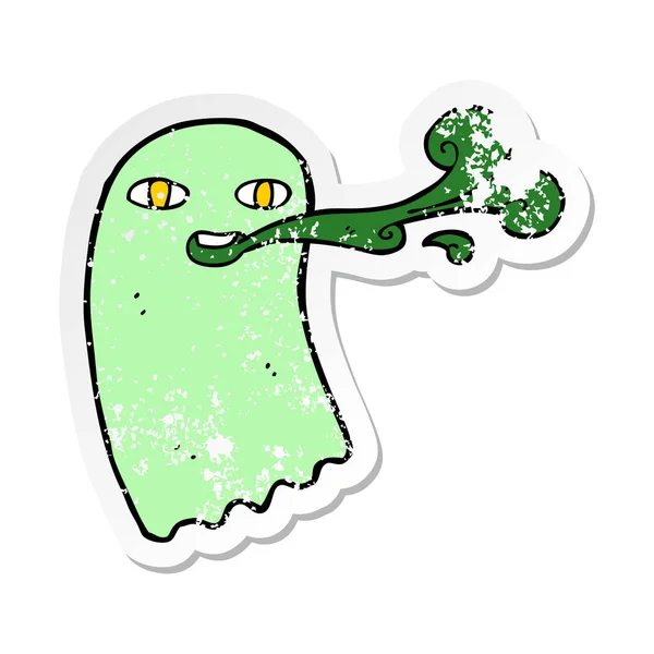 Retro distressed sticker of a funny cartoon ghost — Stock Vector